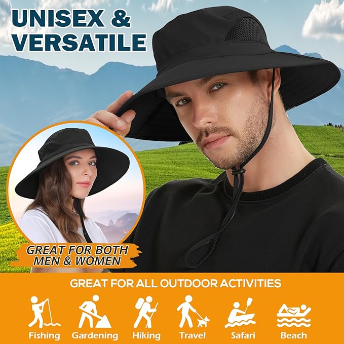 EINSKEY Wide Brim Sun Hat, UPF 50+ UV Protection Waterproof Packable Bucket Hat for Men & Women, Fishing Hiking Beach Garden