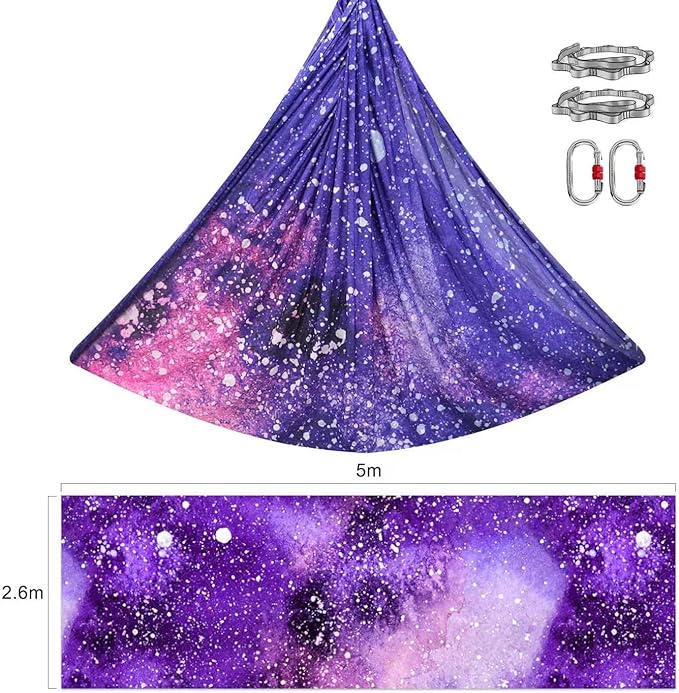 F.Life Aerial Yoga Hammock kit- Yoga Swing Multicolor 5 yards-Flying Yoga Include Daisy Chain,Carabiner and Pose Guide