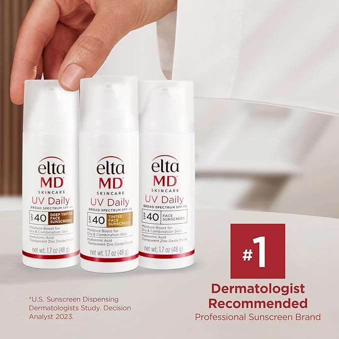 EltaMD UV Daily SPF 40 Face Sunscreen Moisturizer with Zinc Oxide, Daily Face Moisturizer with SPF, Sunscreen, For Dry Skin 1.7 oz Pump (Pack of 2)