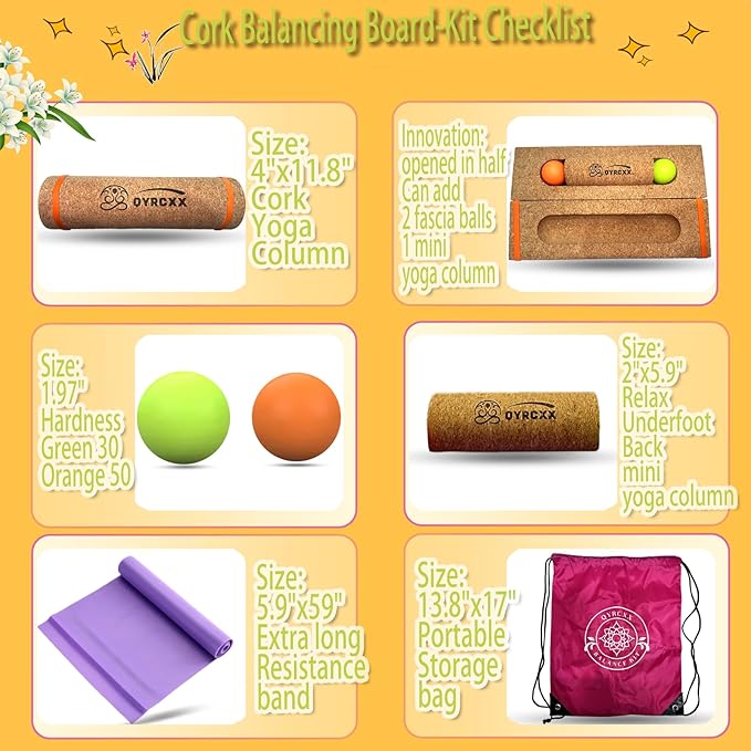 Balance Board - Cork Balancing Board, 11.8"/30cm, Unique Design for Balance Stability, Improve Mobility, Foot Strength, Foot Strengthener for Enhanced Foot Function, Balance Trainer - Prevent Falls