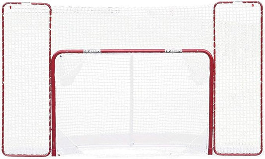 EZGoal Hockey Folding Pro Goal with Backstop and Targets, 2-Inch, Red/White