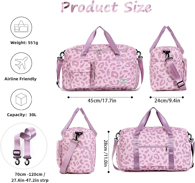 FIORETTO Women's Gym Duffle Bag with Shoes Compartment, 37L Capacity, Ideal for Travel, Gym, Sports, Duffel, Weekender