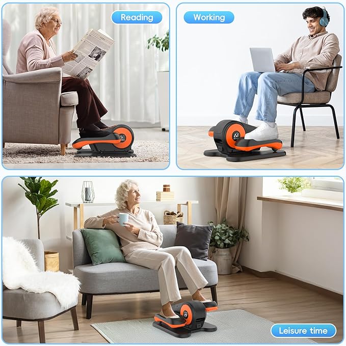 ANCHEER Under Desk Elliptical, Electric Leg Exerciser While Sitting for Seniors, Fully Assembled Motorized Ellipse Leg Exerciser Seated Elliptical Machine with 12 Adjustable Speeds