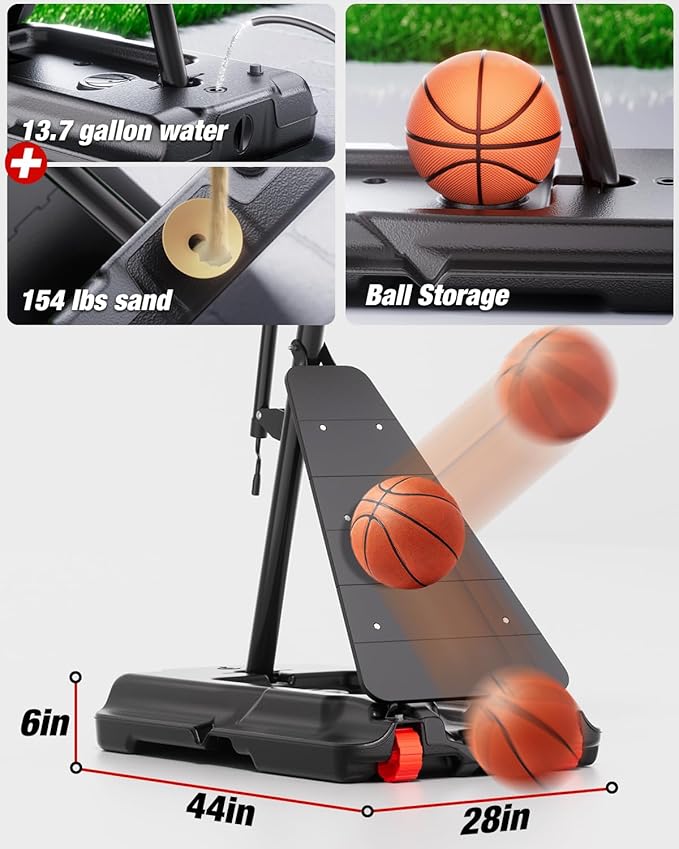 Basketball Hoop Outdoor 10 FT Height Adjustable, Portable Basketball Goals Systems with 45" Backboard for Youth Adults Kids - Backyard, Driveway, Indoor Play