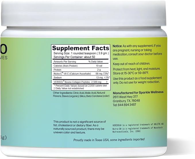 Hydrolyzed Collagen Powder - Sparkle Skin Boost (Tropical Coconut Pineapple) [50-Serves] Verisol Collagen Hydrolysate Protein Powder Vitamin C Paleo Non-GMO Gluten Free Beauty Supplement Drink