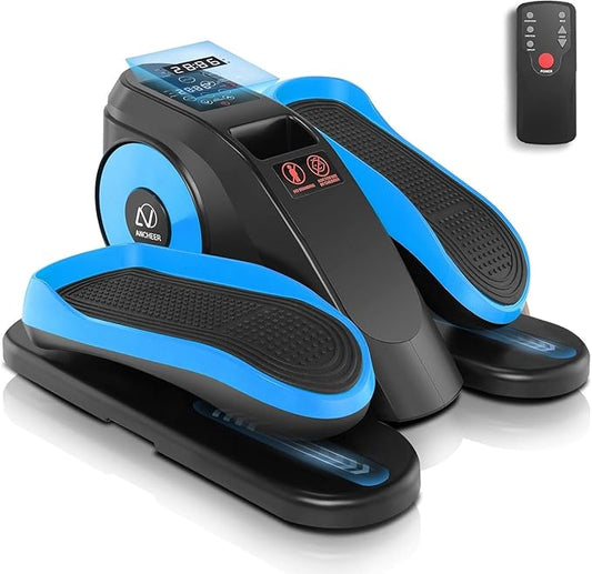 ANCHEER Under Desk Elliptical, Ellipse Leg Exerciser for Seniors Fully Assembled , Electric Seated Pedal Exerciser with Remote Control & 12 Adjustable Speed/Resistance