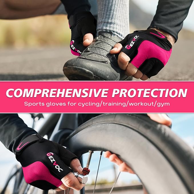 Cycling Gloves with Shock-Absorbing Pad, Extra Grip, Flexible Fit, Light Weight, Breathable for Men and Women Mountain Biking