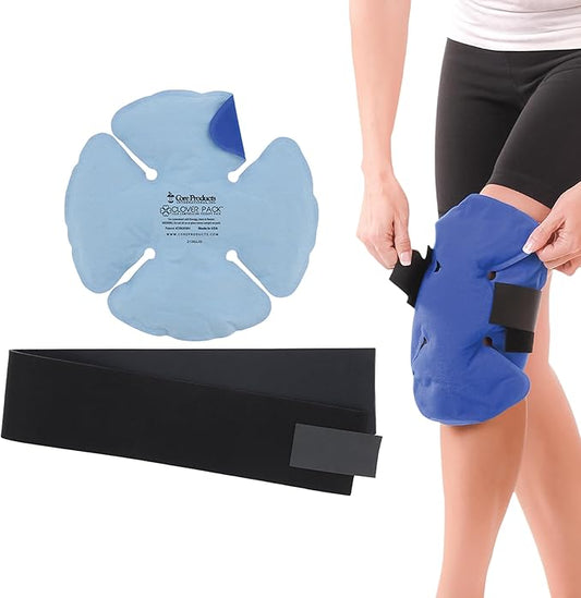 Core Products Clover Pack Frost Free Cold Therapy, Flexible for Knee, Shoulder, Elbow & Ankle with Compression Strap - Made in The USA