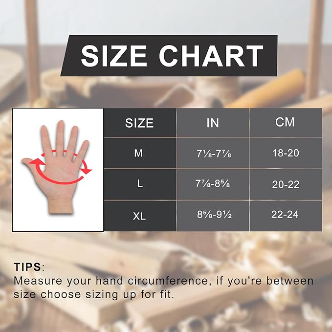 HANDLANDY Fingerless Work Gloves for Men, Half Finger Working Glove Grip Shock-Absorbing Breathable Uwrist TPR Anti-collision Gloves for Mens & Women (Black, L)