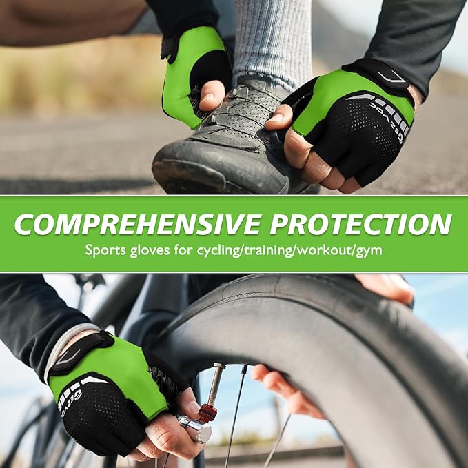 Cycling Gloves with Shock-Absorbing Pad, Extra Grip, Flexible Fit, Light Weight, Breathable for Men and Women Mountain Biking