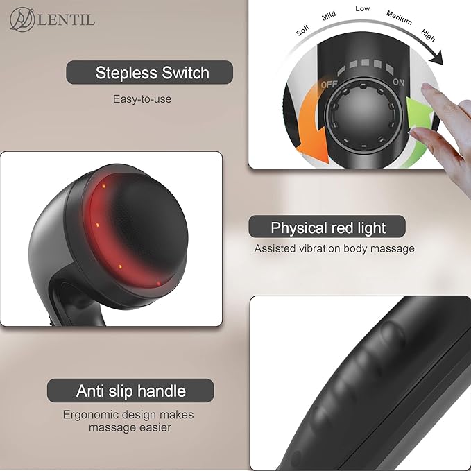 Handheld Cellulite Massager, Lymphatic Drainage Massager, Body Sculpting Machine with Lipo Roller for Stomach Belly Butt Arm Leg Fat, Wide Area Electric massagers vibrating Used at home Black