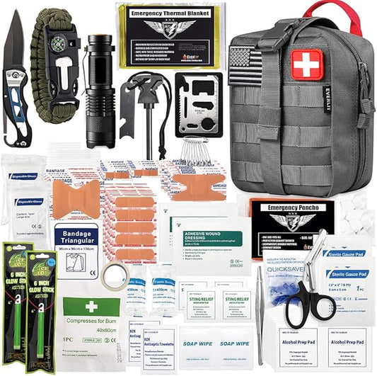 EVERLIT 250 Pieces Survival First Aid Kit IFAK EMT Molle Pouch Survival Kit Outdoor Gear Emergency Kits Trauma Bag for Camping Boat Hunting Hiking Home Car Earthquake and Adventures