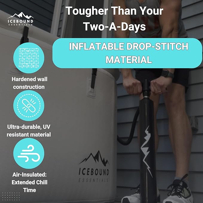 Endurance Cold Plunge 155 Gallon Ice Bath Tub Chiller Compatible Connections Inflatable, Durable, Portable, Insulated Design