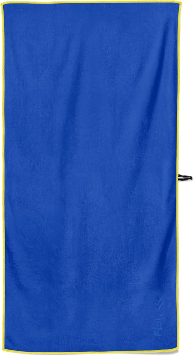 Flow Hydro Sport Towel - Microfiber Quick Dry Swimming Towels for Swim, Pool, Triathlon, and Other Water Sports in Medium, Large, Extra Large, and Hooded Sizes (Blue, Large (60" x 30"))