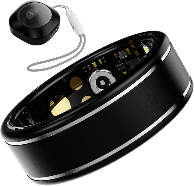 Fitness Tracker Ring for Men Women – Smart Ring with Heart Rate, SpO2, Blood Pressure, Sleep Monitoring, Step & Calorie Counter, 5ATM Waterproof, No Subscription Fee (Black, 11)