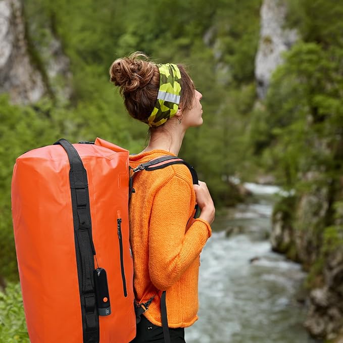 Haimont Large Waterproof Duffel Backpack Roll-Top Heavy Duty Dry Duffle Bag for Boating, Travel, Motorcycle, Kayaking, Camping, 60L