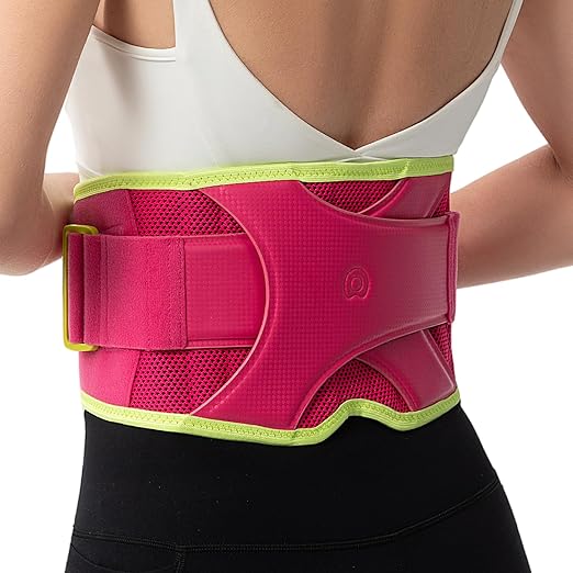Back Brace for Lower Back Pain Relief, 8X Powerful Support System,Lumbar Support Belt for Men & Women Ergonomic 3D Design with Adjustable Strap for Fitness Running Home Pilates Hot Pink L