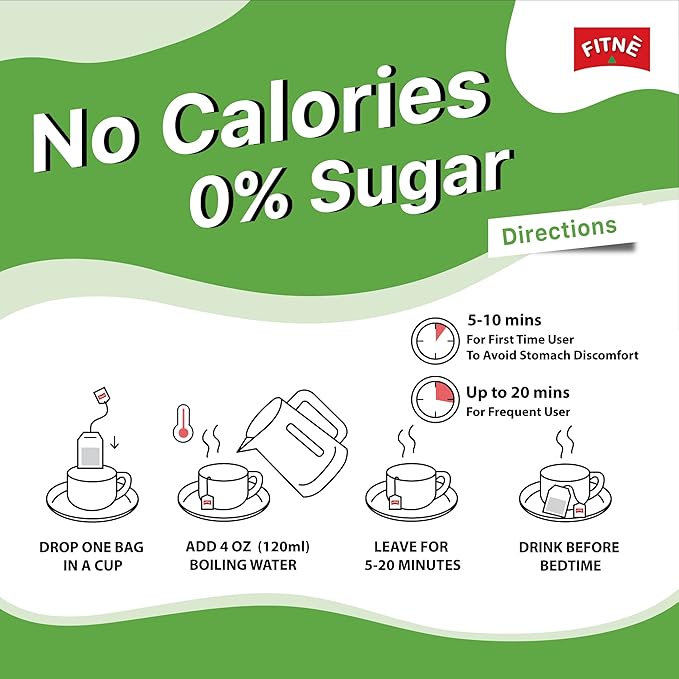 FITNE Green Tea Herbal Honey Lemon With Garcinia Senna Infusion Gentle Detox Cleanse High Antioxidant No Calories Stevia Sweetener, 60 Tea Bags