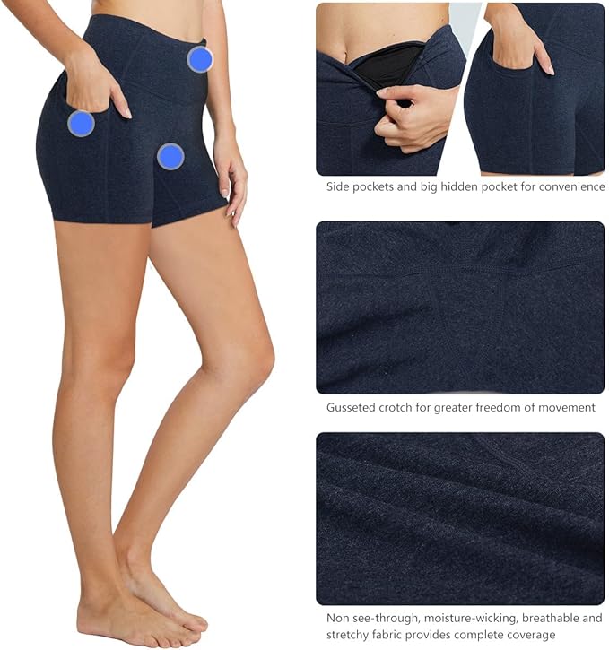 baleaf Women's 8"/ 5"/ 3" Biker Shorts High Waist Yoga Workout Gym Running Volleyball Spandex Shorts with Pockets