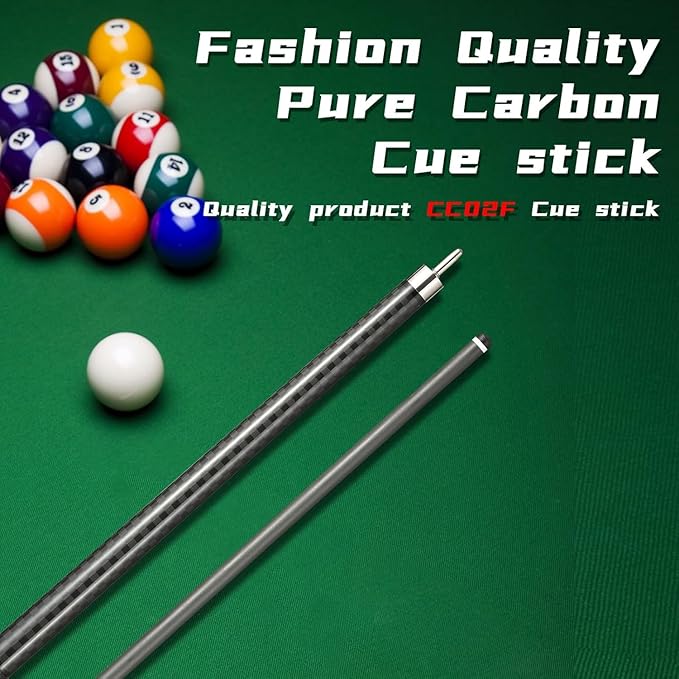 CROWN ME Carbon Fiber Pool Cue Stick 12.5mm Tip Billiard Carbon Fiber cue, Weight 20OZ Cue Stick, 58" Pool Table Sticks