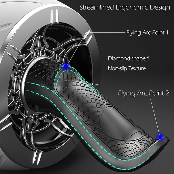 Abdominal Wheel Roller with Resistance Spring, 14.6"W Automatic Rebound Exercise Strength-Training Roller, Core Work-out Fitness Wheels with Knee Pad