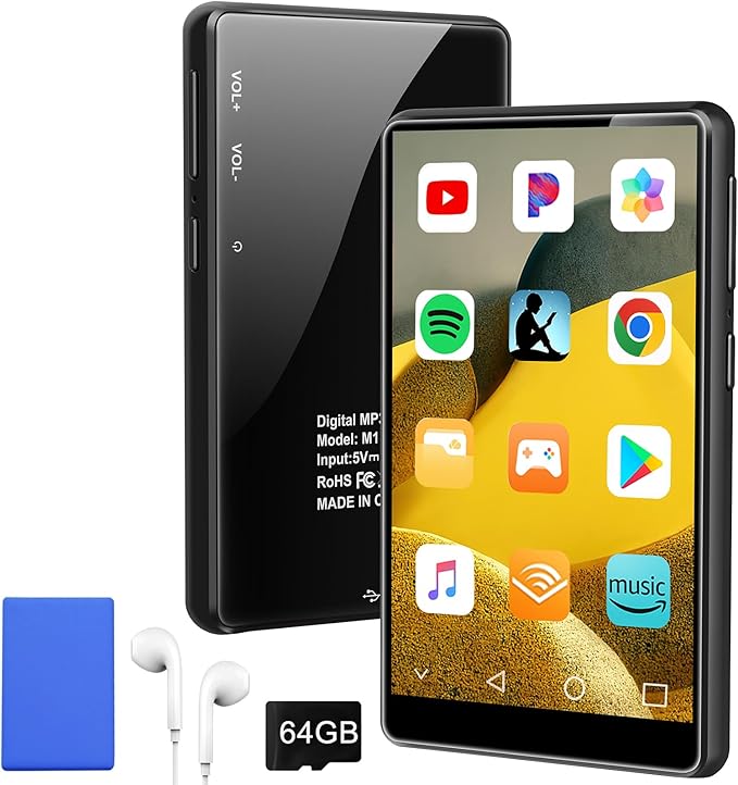 96GB MP3 Player with Bluetooth and WiFi, 4.1" Touch Screen, Silicone Protective case, Octa-core, MP4 Player for Spotify, Pandora, 96GB Storage Up to 1Tb, Android Music Player for Parental Control, FM