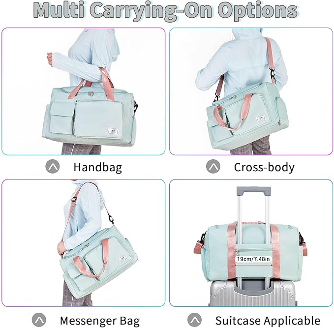 FIORETTO Women's Gym Duffle Bag with Shoes Compartment, 37L Capacity, Ideal for Travel, Gym, Sports, Duffel, Weekender