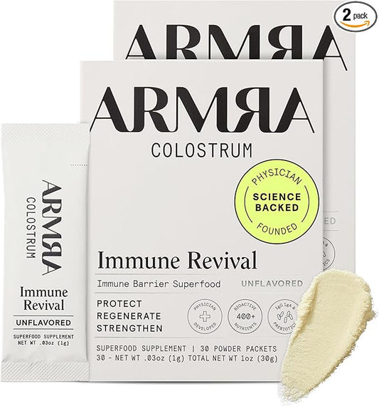 ARMRA Colostrum™ Powder | Unflavored | Gut Health & Bloating | Skin & Hair | Immunity | Keto, Gluten & Fat-Free | 60 Servings