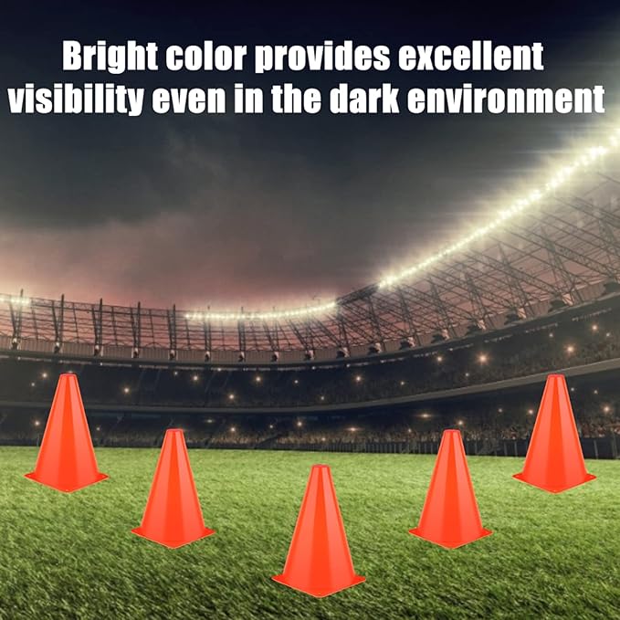 7 Inch Cones Sports, 24 Pack Orange Soccer Cones Agility Field Marker Plastic Traffic Training Cones for Basketball Football Skating Drills Practice - Indoor and Outdoor Festive Events Obstacle Course