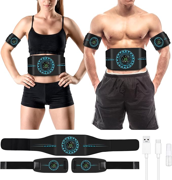 Electronic Muscle Stimulator, Ab Toning Belt Muscle Toner Fitness Training for All Body, Rechargeble for Fitness Strength Training Workout Equipment for Men and Women