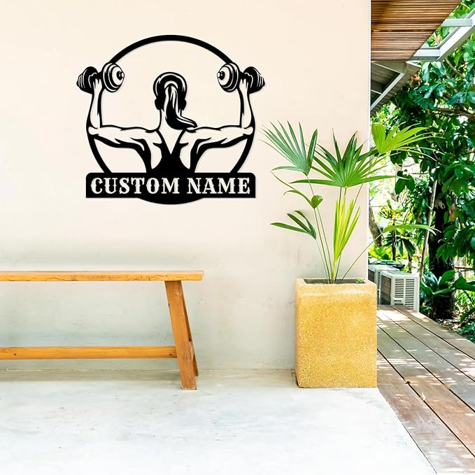 Customized Metal Gym Name Sign, Personalized Sports Room Wall Art,Metal Gym Sign,Unique Fitness Wall Sign, Gym Lovers Unique Gift, Gym Wall Art,Training Center Sign (Style-16)
