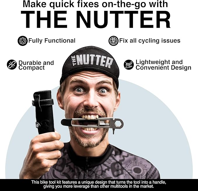 FULL WINDSOR -The Nutter Bicycle Multi Tool–Portable Cycling Repair Kit for MTB, Road & Dirt Bikes – Includes Spanner, Magnetic Bit, Tire Levers & Bottle Opener–Compact Black Case for On-the-Go Fixes