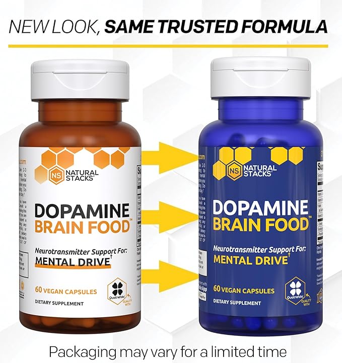 Dopamine Brain Food - 650mg L-Tyrosine Supplement - Dopamine Supplement for Focus & Mental Drive - Supports Mental Energy - Neurotransmitter Support with B Vitamins - 60 Capsules