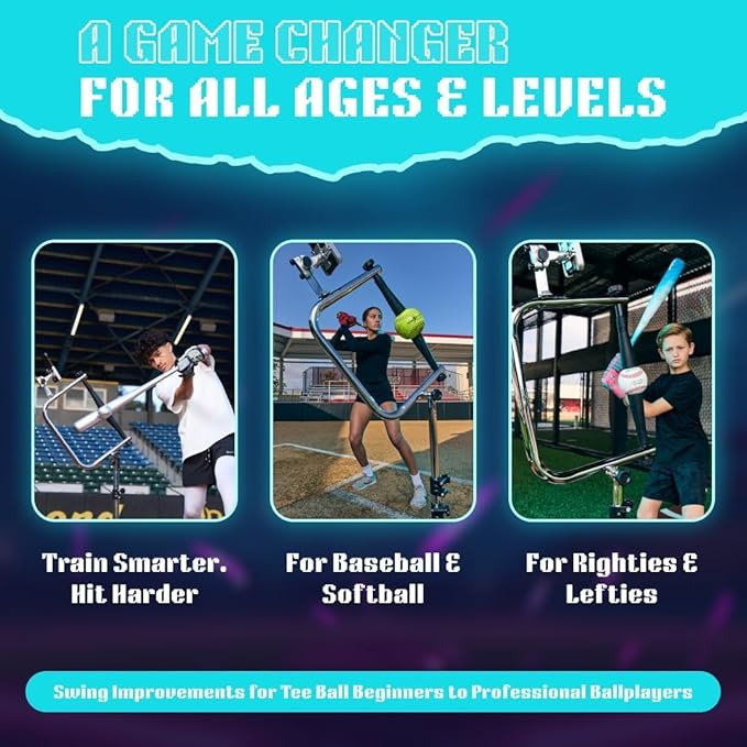 Baseball and Softball Batting Swing Trainer, Attack Tee Helps Master Your Own Perfect Swing Path with AI App Swing Trainer, Perfect for Softball or Baseball Batting