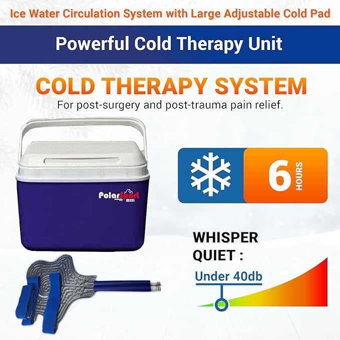 Cold Therapy Machine by Polar Sport - Ice Water Circulation System with Large Adjustable Cold Pad for Pain in The Knee, Shoulder, Ankle, Neck and Recovery After Surgery with Pump (Mini)
