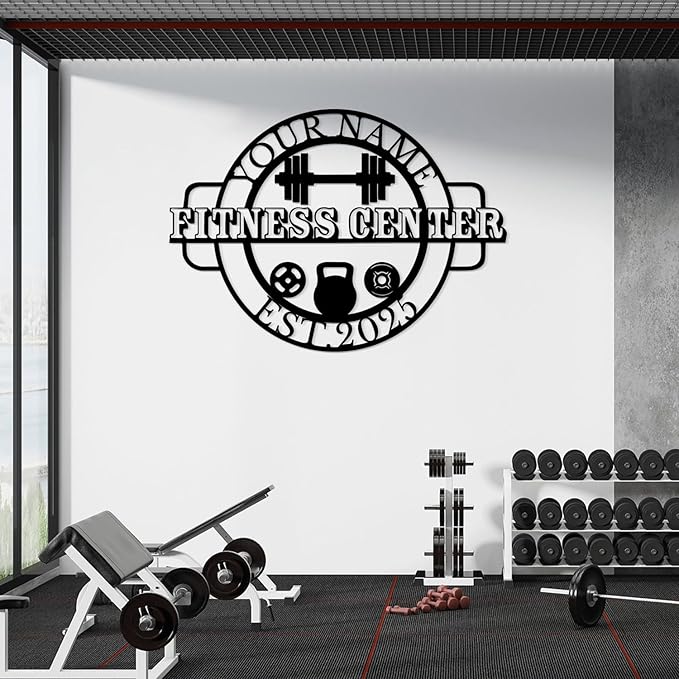 Customized Metal Gym Name Sign, Personalized Sports Room Wall Art,Metal Gym Sign,Unique Fitness Wall Sign, Gym Lovers Unique Gift, Gym Wall Art,Training Center Sign (Style-12)