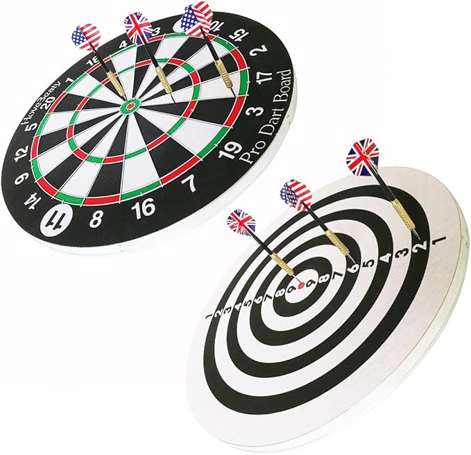 Dart Board, Dart Game Set with 6 Metal Darts and Double-Sided Flocking Dartboard (18 Inches)