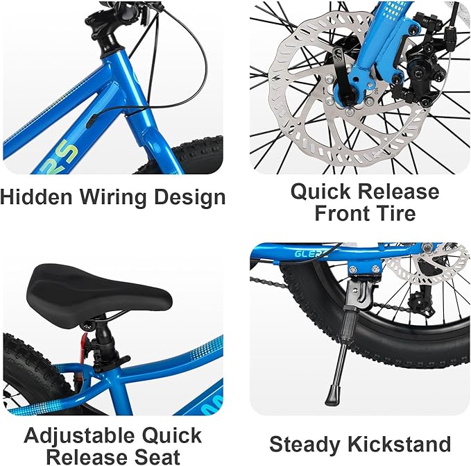 Glerc Mars Kids Mountain Bike, 20 24 Inch Fat Tire Bike for Teen Ages 6-14 Year Old, Bicycle with 2.8-Inch Wide Tires and 6 Speed Drivetrain, Multiple Colors