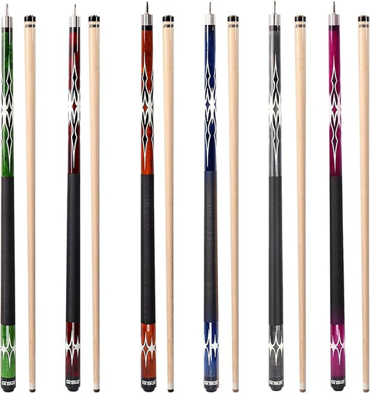 GSE Games & Sports Expert 58" 2-Piece Canadian Maple Hardwood Billiard Pool Cue Sticks for Men/Women, House or Commercial/Bar Use (Several Colors, Weight 18oz, 19oz, 20oz, 21oz Available)