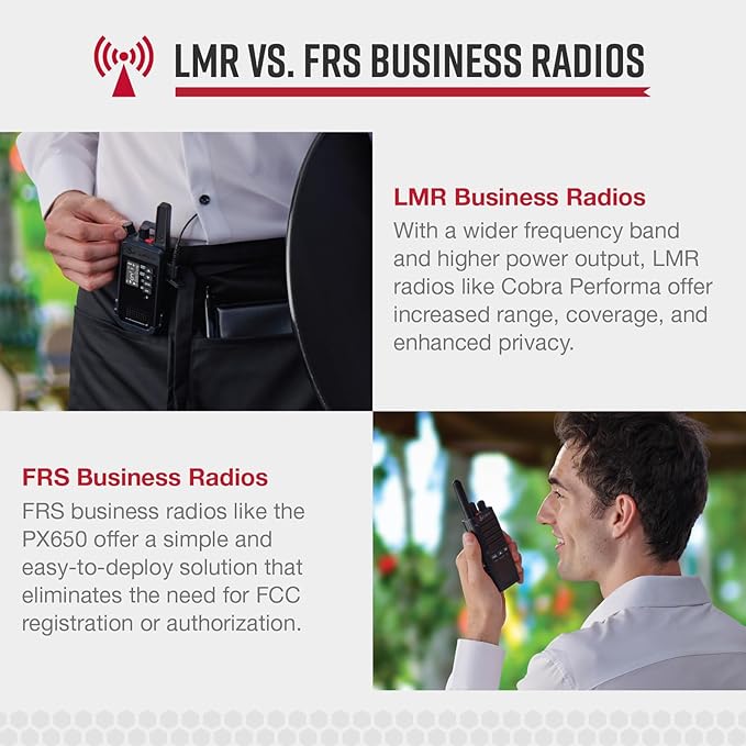 Cobra Performa 450 Business Radio (1-Pack with Dock) - 6-Channel UHF/LMR Professional Two Way Radio, Waterproof Walkie Talkie, Shockproof, IP67 & MIL-SPEC Rated, 18hr Battery, LCD Screen