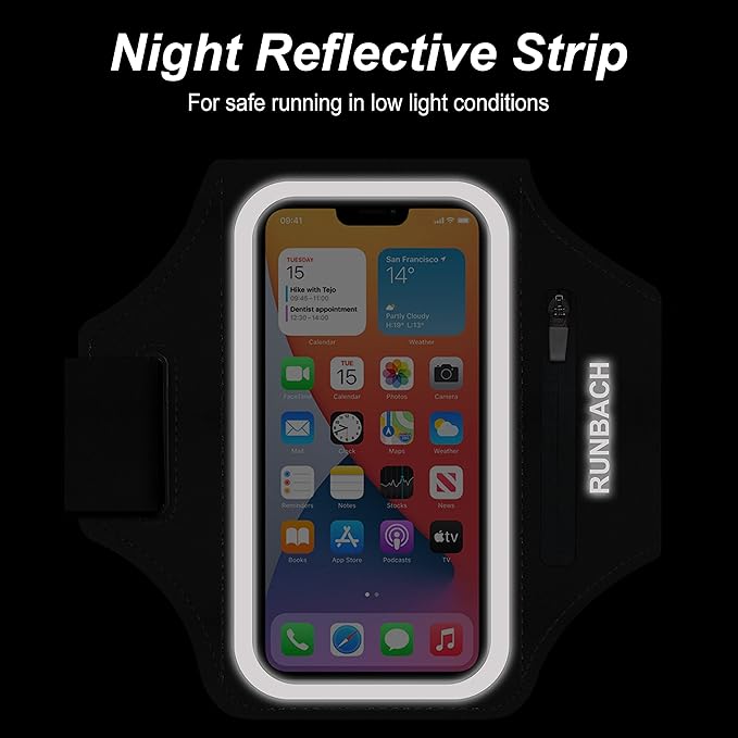 Armband for iPhone 16 Pro Max/16 Plus/15 Pro Max/15 Plus/iPhone 14 Pro Max/14 Plus/13,12,11 Pro Max/XS Max,Water Resistant Sport Armband with Zipper Slot for Airpods and Keys (Black)