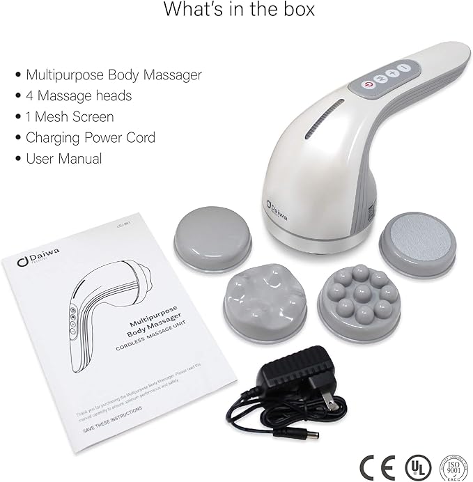 Daiwa Felicity Multipurpose Body Massager – Cordless Handheld Cellulite Remover Body Sculpting Machine - Electric Contouring Massage Tool for Butt Legs Belly Fat Stomach Celulitis Lymphatic Drainage
