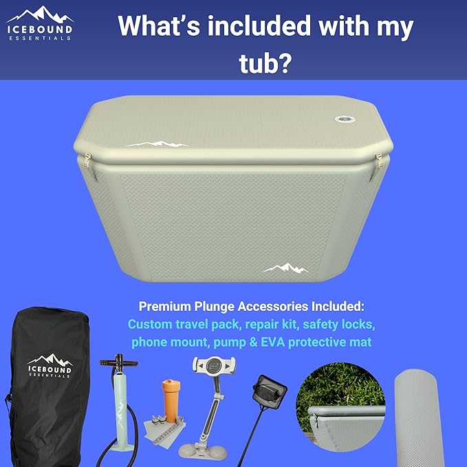 Endurance Cold Plunge 155 Gallon Ice Bath Tub Chiller Compatible Connections Inflatable, Durable, Portable, Insulated Design