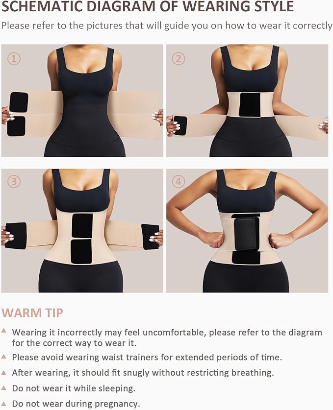 FeelinGirl Waist Trainer Belt Waist Cincher Trimmer Ab Belt Tummy Control Body Shaper with Triple Wrap Women and Men
