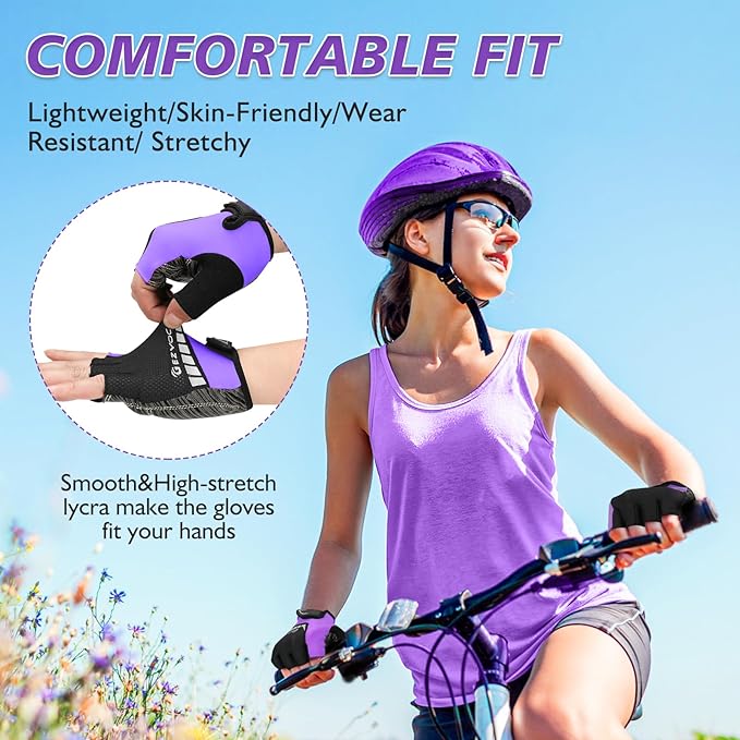 Cycling Gloves with Shock-Absorbing Pad, Extra Grip, Flexible Fit, Light Weight, Breathable for Men and Women Mountain Biking