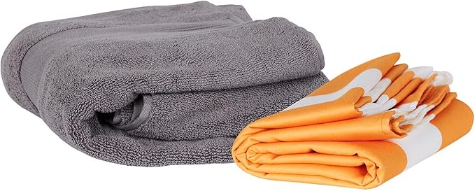 Dock & Bay Beach Towel - Quick Dry, Sand Free - Compact, Lightweight - 100% Recycled - Includes Bag - Cabana - Ipanema Orange - Large (160x90cm, 63x35)
