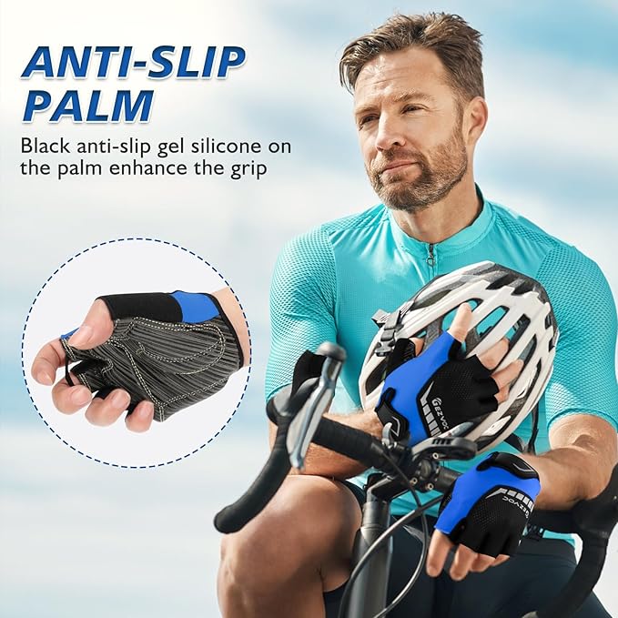 Cycling Gloves with Shock-Absorbing Pad, Extra Grip, Flexible Fit, Light Weight, Breathable for Men and Women Mountain Biking