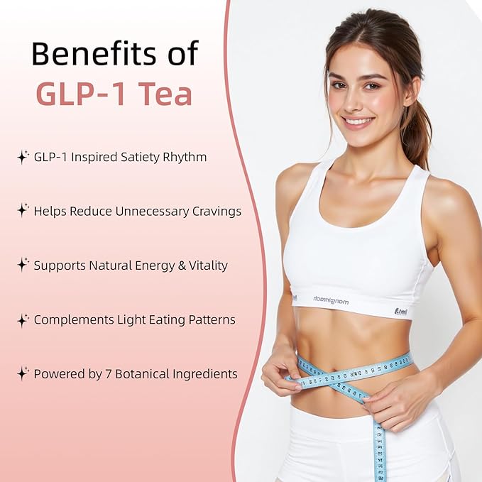 GLP-1 Herbal Tea，7 Precious Ingredients Formula to Complement Balanced Eating Habits, Yerba Mate, Cinnamon, Gardenia & More, No Sugar or Artificial Additives–30 Tea Bags (2 Pack)