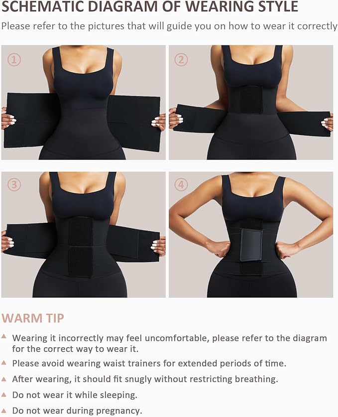 FeelinGirl Waist Trainer Belt Waist Cincher Trimmer Ab Belt Tummy Control Body Shaper with Triple Wrap Women and Men