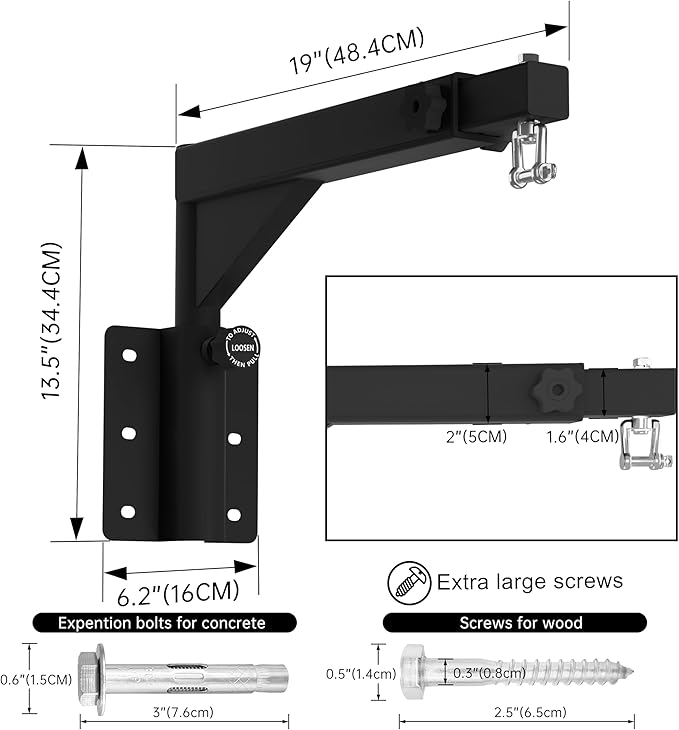 Adjustable Heavy Duty Bag Hanger,Wall Mount Punching Bag Hanger,Thickened Steel Plate and Stainless Steel kit for Home Gym Indoor Outdoor (Supports up to 900Ib)